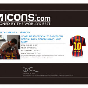 LIONEL MESSI OFFICIAL FC BARCELONA OFFICIAL BACK SIGNED 2014-15 HOME SHIRT